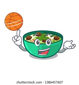 With basketball green churry served in cartoon bowl