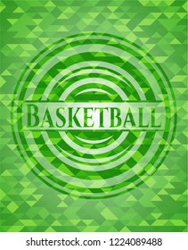 Basketball green mosaic emblem