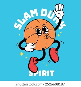 Basketball Groovy Mascot Character Vector
