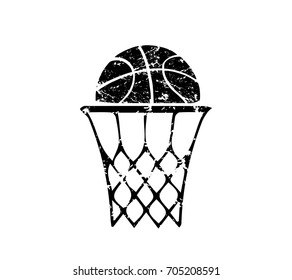 Basketball grunge cartoon on white background