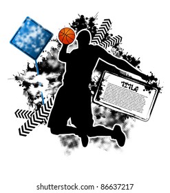 Basketball grunge template vector