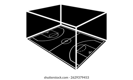 basketball hall, black isolated silhouette