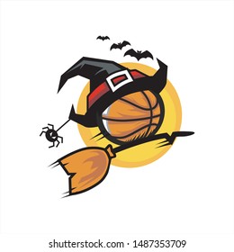 Basketball Halloween Flying Logo 05