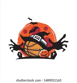 Basketball Halloween Moon Theme Vector