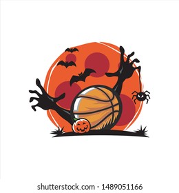 Basketball Halloween Moon Theme Vector