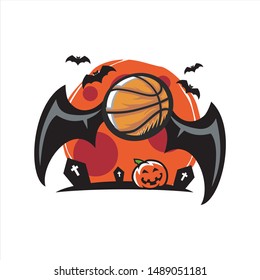 Basketball Halloween Moon Theme Vector