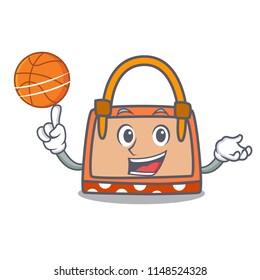With basketball hand bag character cartoon