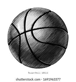 Pintura en blanco y negro de estilo vinatleta de baloncesto aislada en fondo blanco