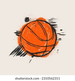 Basketball in handgezeichnet mit Grunge-Bürste. Vektorgrafik