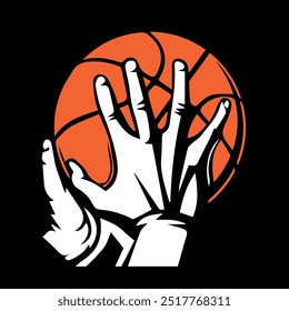 basketball in hand logo design sports logo illustration