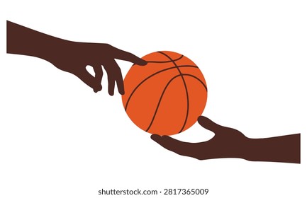 Basketball Hand Pass Vector Illustration Teamwork Sports Ball Exchange Concept.