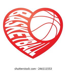 basketball in heart 3 /  Vector illustration isolated on white background for sports design.