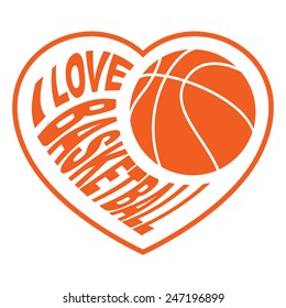basketball in heart 4 /   Vector illustration isolated on white background for sports design.