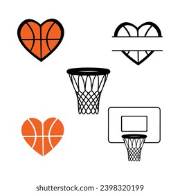 Basketballherz-Paket, Basketball Monogram, Mama Life, Basketballherz und -haufen, Schwester-Schnitt-Dateien