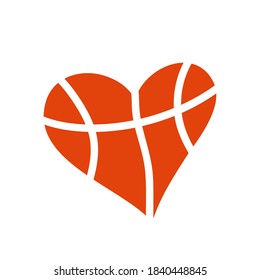 Basketball heart love ball logo icon sign sport team symbol emblem Hand drawn Cartoon abstract design cute style Fashion print clothes apparel greeting invitation card banner poster shop badge