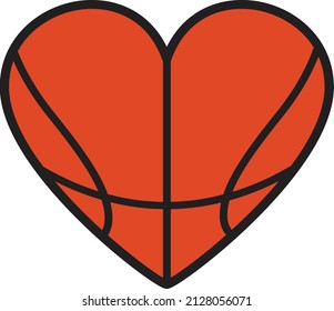 basketball heart love ball logo icon on white background. heart shape basketball ball. flat style.