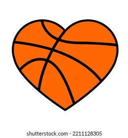 Basketball heart vector illustration. Love sport play. Ball isolated object on white background