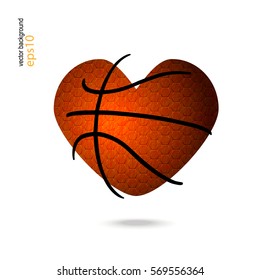 Basketball heart. Vector illustration of sports. Grunge texture. Abstract background. EPS file is layered.
