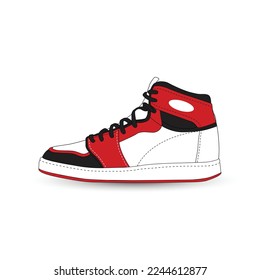 Basketball high top athletic red black sneaker vector design template 