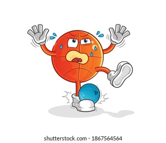 basketball hiten by bowling cartoon. cartoon mascot vector