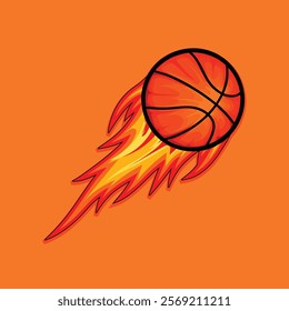 Basketball hits very speedly and fire on it