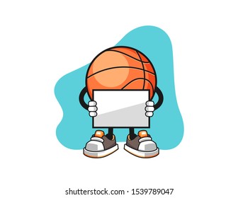 basketball hold banner cartoon. Mascot Character vector.