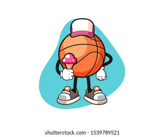Basketball hold ice cream cartoon. Mascot Character vector.