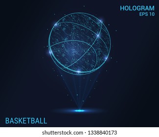 Basketball hologram. Digital and technological basketball background. Futuristic basketball design