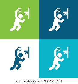 Basketball Hook Flat four color minimal icon set