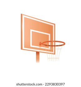 Basketball hoop 3d vector illustration. Basketball net and back board for playing in cartoon style isolated on white background. Sport, competition, health concept