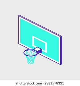 Basketball hoop and backboard isometric vector illustration