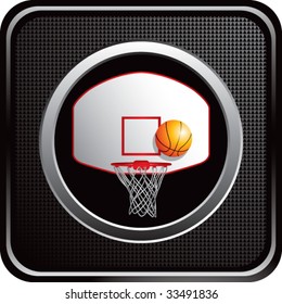 basketball hoop and backboard on black web button