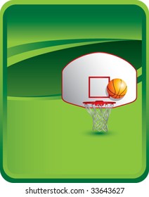 basketball hoop and backboard on green background