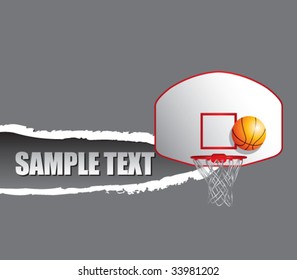 basketball hoop and backboard on a ripped paper background