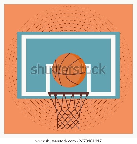 Basketball, basketball hoop, basketball ball, basket, vector, flat design, sport