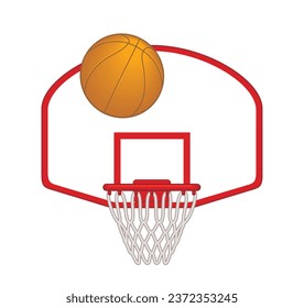 basketball hoop with ball isolated on white background