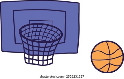 Basketball hoop and a Ball isolated on transparent background. Basket Ball Trendy flat vector design Illustration.