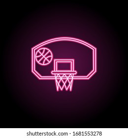 Basketball hoop with ball neon icon. Simple thin line, outline vector of education icons for ui and ux, website or mobile application