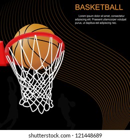 Basketball hoop and ball on abstract background, vector illustration