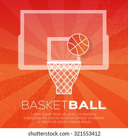 Basketball hoop. Ball shooting. Vector illustration.