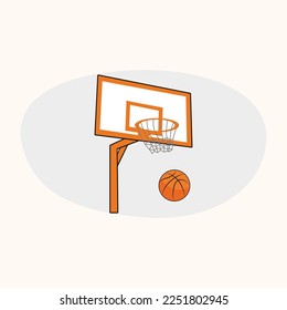 Basketball hoop and ball. Vector illustration.