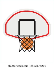 Basketball Hoop and Ball Vector Illustration. Basketball hand drawing vector.