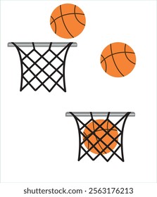 Basketball Hoop and Ball Vector Illustration. Basketball hand drawing vector.