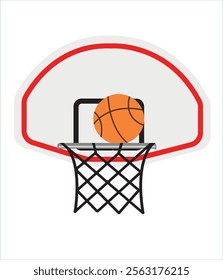 Basketball Hoop and Ball Vector Illustration. Basketball hand drawing vector.