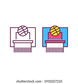 Basketballkorb und Ball, Vektorset Symbol, einfache Piktogramm-Symbolgrafik