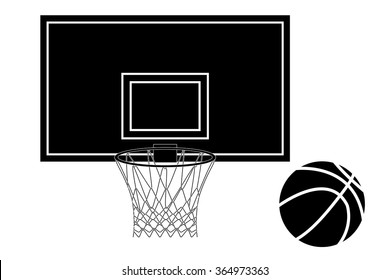 Basketball hoop. Black icon.  Vector illustration isolated on white background.