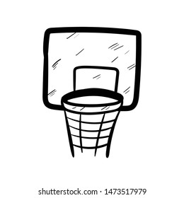 basketball hoop doodle icon vector hand drawing 