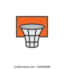 Basketball Hoop Filled Outline Line Icon, Line Vector Sign, Linear Colorful Pictogram Isolated On White. Symbol, Logo Illustration. Editable Stroke. Pixel Perfect