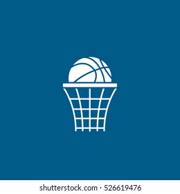 Basketball Hoop Flat Icon On Blue Background