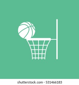 Basketball Hoop Flat Icon On Green Background